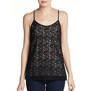 NANETTE LEPORE Festival Top LACE Made in NYC Racerback BLACK Tank 4 $198